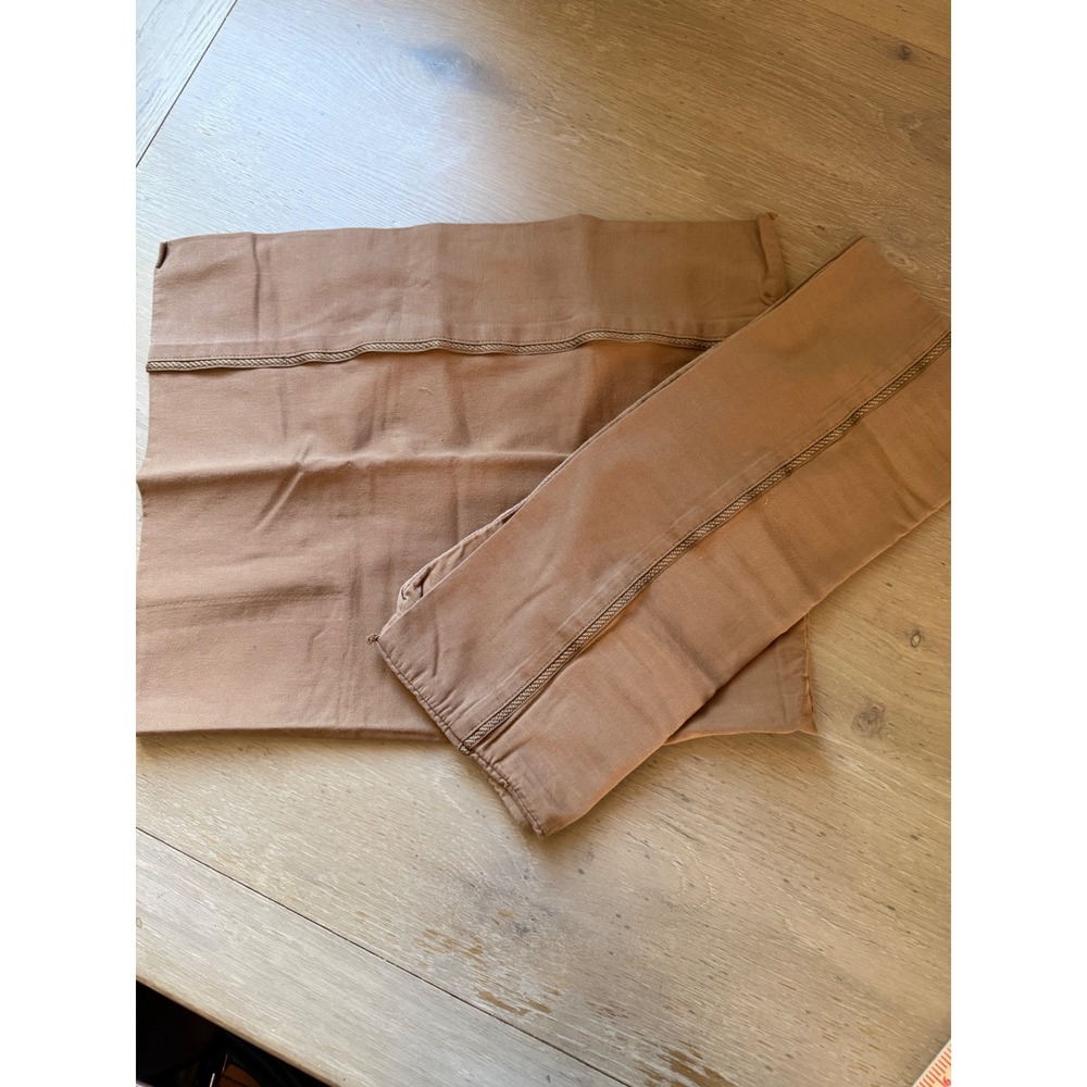 Martex Brown Cotton Standard Pillowcase Set Braided Trim WestPoint Stevens USA